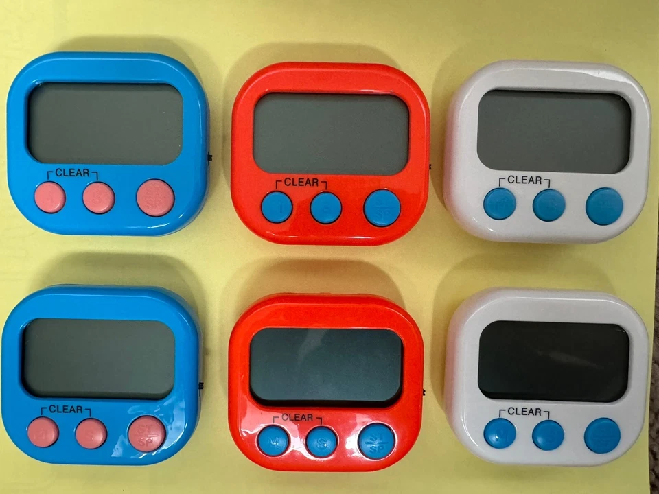 6 Pack Small Digital Kitchen Timer Magnetic Back and ON/Off Switch,Minute Second - Image 1 of 4