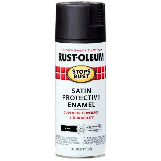 Rust-Oleum 7777830 Stops Rust Spray Paint -12 Oz - Satin Black