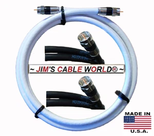 JIMS CABLE WORLD 6" 9" Inch 1' 2' 3' 4' 5' 6' Foot WHITE or BLACK Coaxial Cable - Picture 1 of 44