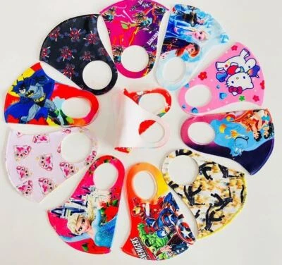 6 pack HANDMADE FASHION FACE COVER MASK Kid child frozen princess spiderman hero - Image 1 of 4