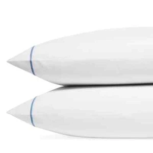 Fundas de almohada Matouk Bergamo sábanas King blanco/azul nebuloso - Imagen 1 de 5