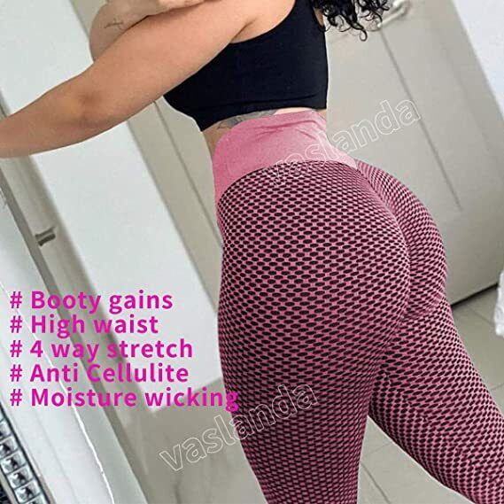 Women High Waist TikTok Leggings Ruched Anti-Cellulite Yoga Pants Fitness  Gym H1