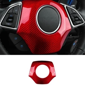 2016-24 Camaro Real Red Carbon Fiber Steering Wheel Center Surround Trim Cover - Picture 1 of 5