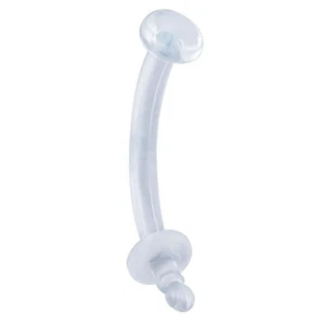 Eyebrow Rook Curve Retainer Flexible Clear Bioplast 16 Gauge 5/16" Barbell - Picture 1 of 4