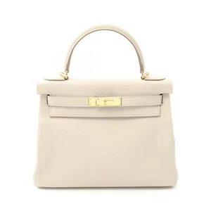 HERMES Kelly 28 Hand shoulder bag U Inside stitched Togo leather Beton Used GHW - Picture 1 of 8