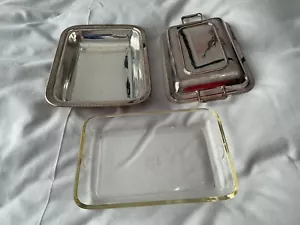 Vintage EPNS Lidded Serving Dish With Pyrex Insert - Picture 1 of 10