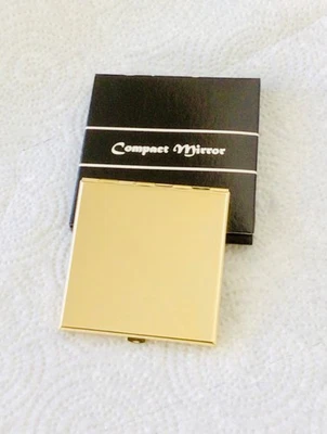 Compact Mirror-Brass Gold Tone-Double Sided-New In Box With Velvet Pouch - Image 1 of 4