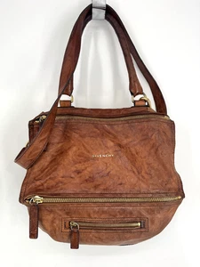 Givenchy Pandora Aged Brown Calfskin Leather Shoulder Bag Purse 2 Way Handbag - Picture 1 of 19