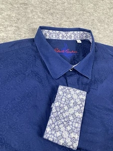 Robert Graham Mens Shirt 5XL Blue Paisley Square AOP Flip Cuff Long Sleeve - Picture 1 of 6