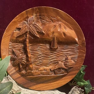 Decorative Vintage Hand Carved Wooden Plate made in Philippines Approx 12.5 in” - Picture 1 of 19