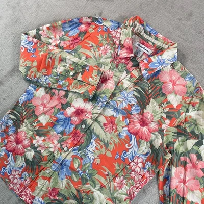Camisa hawaiana Tommy Bahama para mujer pequeña multi floral manga larga nueva sin etiquetas $118 Foto 1 de 4