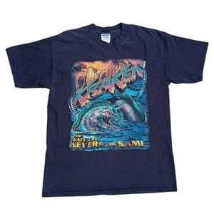 Vintage Sea World T-Shirt KRAKEN Achterbahn Statistiken zum Umkehren blau y2k Large - Bild 1 von 9
