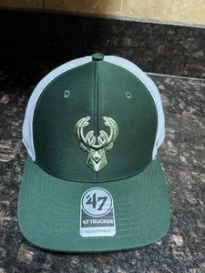 Milwaukee Bucks '47 Brand Green Adjustable Trucker Hat - Picture 1 of 6