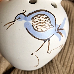Vintage Southwest Art Pottery ROADRUNNER Pierced Vase Weird Bird Marked - Picture 1 of 7