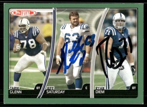 2007 Topps Total JEFF SATURDAY RYAN DIEM carta firmata autografo AUTO COLTS - Foto 1 di 1