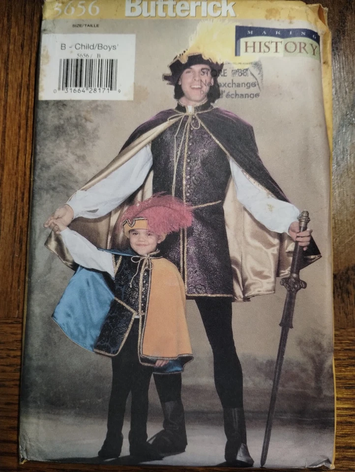 Butterick 5656 Boys XS to L  Renaissance Costumes  Uncut - Image 1 of 1