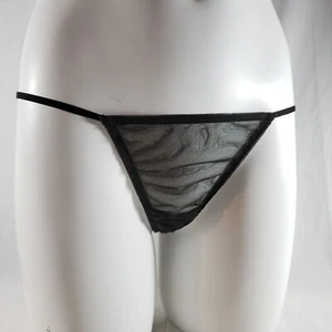 Tanga Victoria's Secret Tanga Tanga Mediano Grande Negro Malla Transparente - Imagen 1 de 6