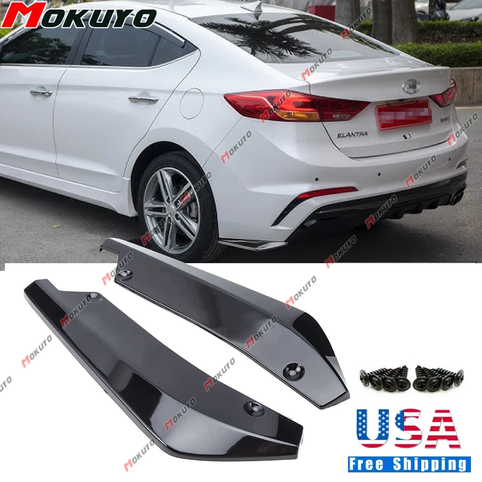 2Pcs Glossy Black Rear Bumper Diffuser Splitter Spats For Hyundai Elantra Sport Foto 1 de 4