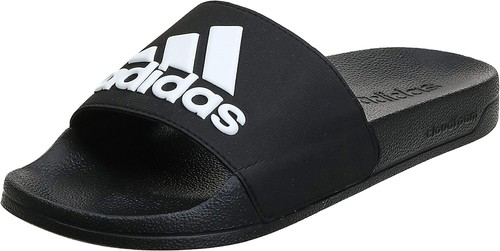 Sandali Adidas uomo Adilette Comfort Slides taglia 7 logo nero bianco ragazzi nuovi con etichette