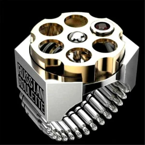 Russisches Roulette Kugel Punk Ring Bicolor Waffenform Herrenring Schmuck Geschenk - Bild 1 von 7