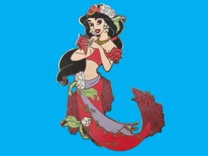 Fantasy Pin - JUMBO Disney Aladdin Princess Jasmine as Mermaid in Red LE100 - Picture 1 of 2