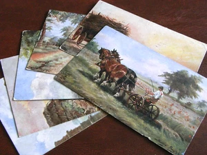 ORIGINAL SET OF SIX HARRY PAYNE SIGNED TUCK RURAL POSTCARDS - KENTISH PASTURES. - Picture 1 of 4