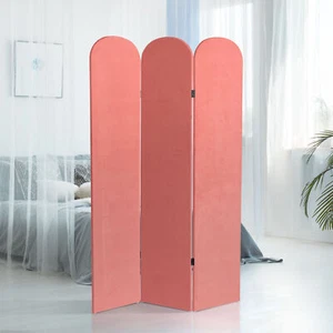 6 ft. Classic Arch Velvet Room Divider Rose 3 Panel - Picture 1 of 6