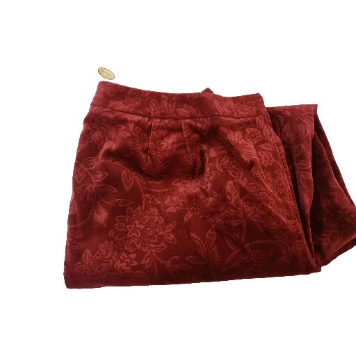 Vtg Talbots Pants Womens 20W Velvet Burnout Floral Paisley Rust Red Career  - Image 1 of 4