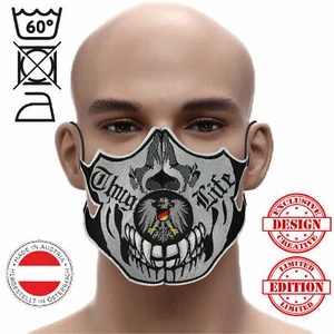 ⚫ Maske "FLEXIBLE" Thug Life (Germany) Herrenmaske ☆ bestickte Gesichtsmaske ☆ - Picture 1 of 1