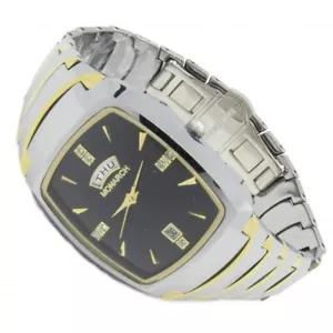 MONARCH Luxus Armbanduhr Tungsten Wolfram Karbid Datum Tag Gold Schwarz 3ATM rar - Bild 1 von 3