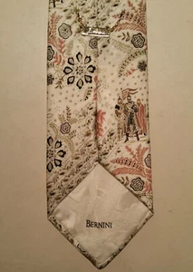 BERNINI Neck Tie Knights & Floral 100% Silk Multicolor Made In Italy RARE - Bild 1 von 7