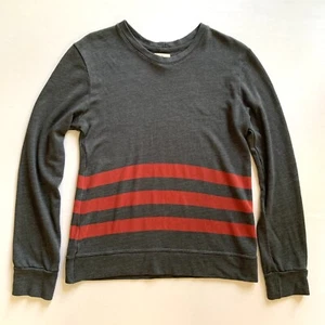 Sundry Sweatshirt 2 Womens Medium Gray Red Stripe Lounge Preppy Nautical Coastal - Picture 1 of 5