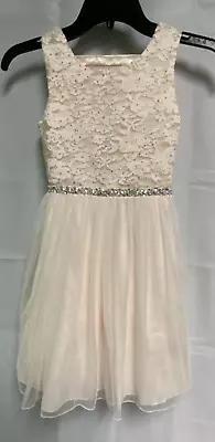 Speechless Girls Party Dress Size 7 Tulle Lace Glitter Beads Off-white - Image 1 of 4