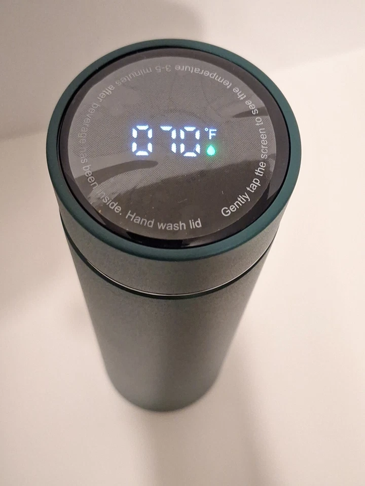 Tease Smart Travel Tumbler Mint Green with Built In Digital Temperature Gauge