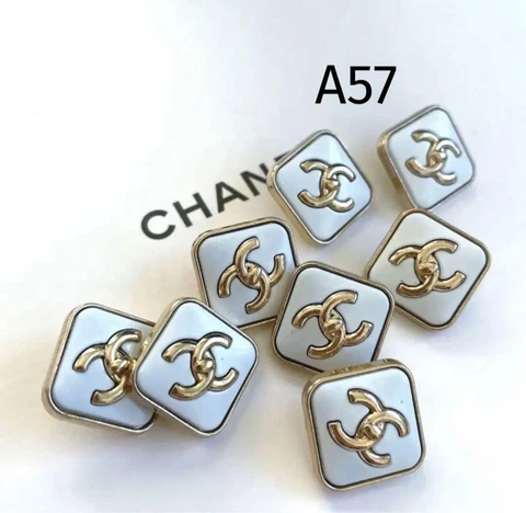 Chanel Vintage Parts Button White Gold Square 1.8cm 8 pieces Set Free shipping Cover