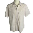 Zachary Prell Button Up Short Sleeve Shirt L White Triangles Cotton Stretch