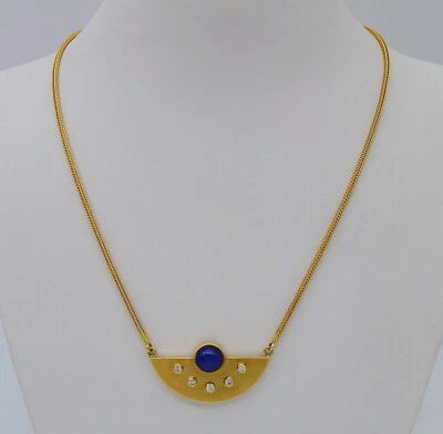 Collier in 18 Kt/750 Gelbgold mit 1 Sternsaphir und 5 Brillanten! - Bild 1 von 4