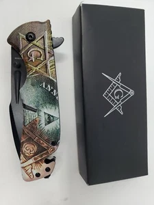 Treasure Gurus Masonic All Seeing Eye 3D Artwork Folding Pocket Knife - Picture 1 of 8