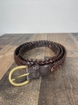 COACH Belt Men's Leather Brown 3854 Braided Woven Solid Brass Buckle sz 40/100cm - Image 1 of 4