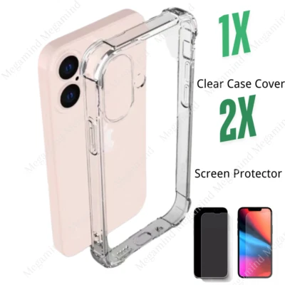 Funda Carcasa Transparente con Protector de Pantalla para iPhone 12 11 15 14 XR Xs X 8 7 6 Plus Foto 1 de 4