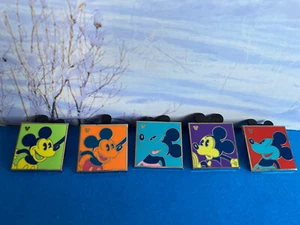 Disney 2010 Hidden Mickey NEON Lanyard Pins Set 5 WDW Warhol No Completer LOT - Picture 1 of 6