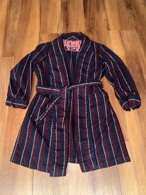 Brooks Brothers Wool Striped Navy Burgundy Dressing Gown Made In England Sz M - Image 1 of 3