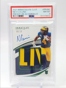 NICO COLLINS 2021 IMMACULATE RPA ROOKIE PATCH EMERALD RC AUTO /10 PSA 8 Q2098 - Picture 1 of 2