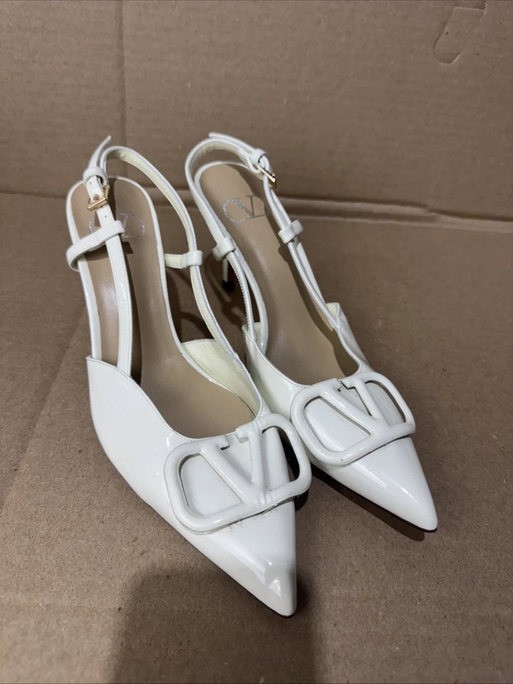 Valentino V LOGO White LEATHER SLINGBACK Size 40 Us 9 - Image 1 of 4