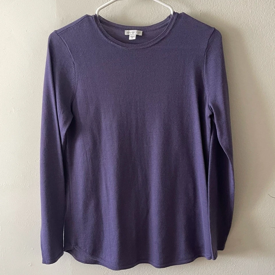 J. Jill Merino Wool Sweater Womens XS Purple Long Sleeve Minimalist Casual Basic - Image 1 of 4