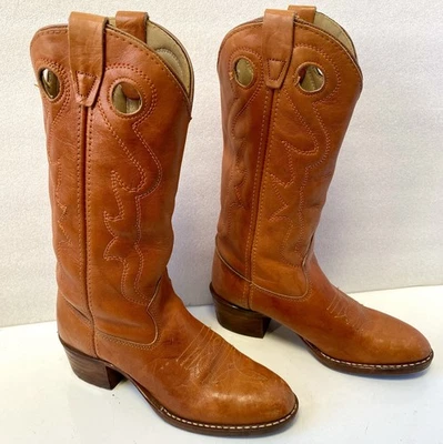 Tony Lama Vintage Marrón Para Mujer EE. UU. Talla 4.5 D Cuero Buckaroo Botas Occidentales EE. UU. Foto 1 de 4