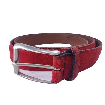 Cinturón de cuero gamuza roja unisex 42 hecho a mano en EE. UU. 47" pulgadas de largo Foto 1 de 4