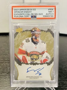 2021-22 Ice Exquisite Collection Rookies Gold Auto /25 Spencer Knight Rookie PSA - Bild 1 von 3