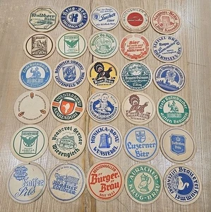 German Beer Coasters Lot of 30 Round Mats Vintage 1980s - Picture 1 of 9