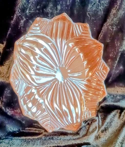 Vintage Peach Luster Glass Lotus Flower 8" Plate - Picture 1 of 6